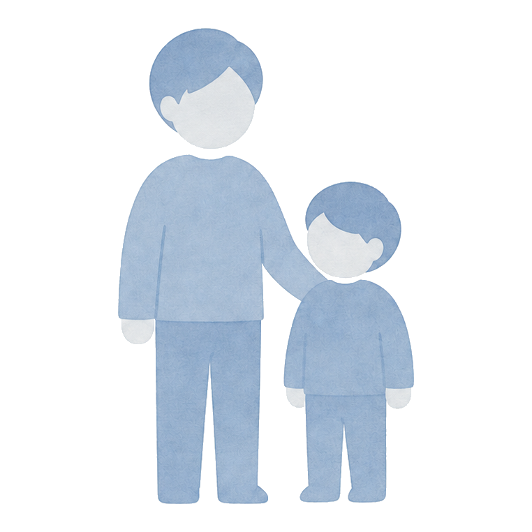 おうちのかた・先生へ（大人と子どものイラスト）