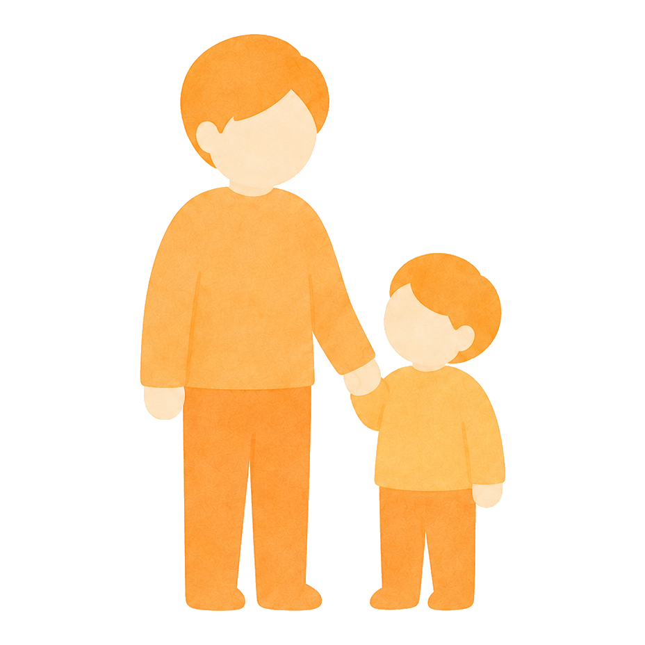 おうちのひとと手をつなぐ子どものイラスト